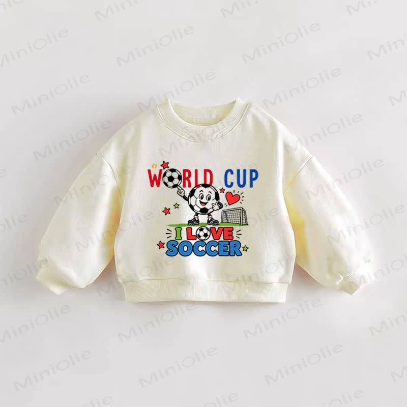WORLD CUP I LOVE SOCCER Baby Toddler Cream Sweatshirt - Cream - 3-5T - image 1