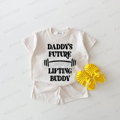 DADDY'S FUTURE LIFTING BUDDY Baby White Tee and Shorts 2-piece Set - White - 18-24M - image 1