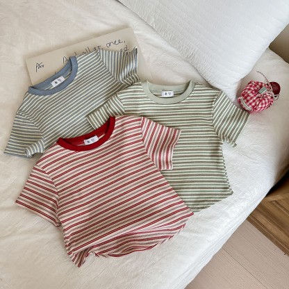Kids Contrast Color Striped Base Layer T-Shirt - image 5