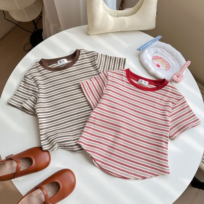 Kids Contrast Color Striped Base Layer T-Shirt - image 13