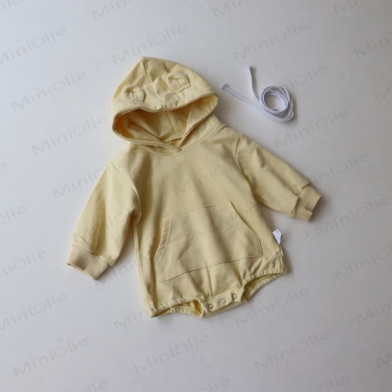 Baby Cute Bear Ears Hooded Bodysuit - Light Yellow - 18-24M - image 6