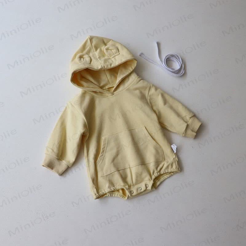 Baby Cute Bear Ears Hooded Bodysuit - Light Yellow - 18-24M - image 6
