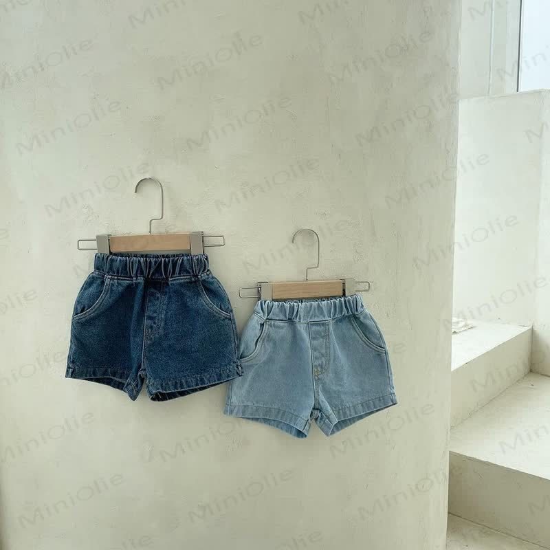 Toddler Solid Color Denim Shorts - image 2