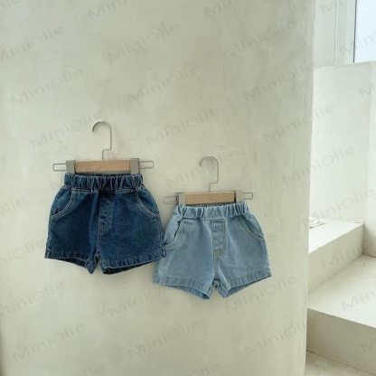 Toddler Solid Color Denim Shorts - image 2