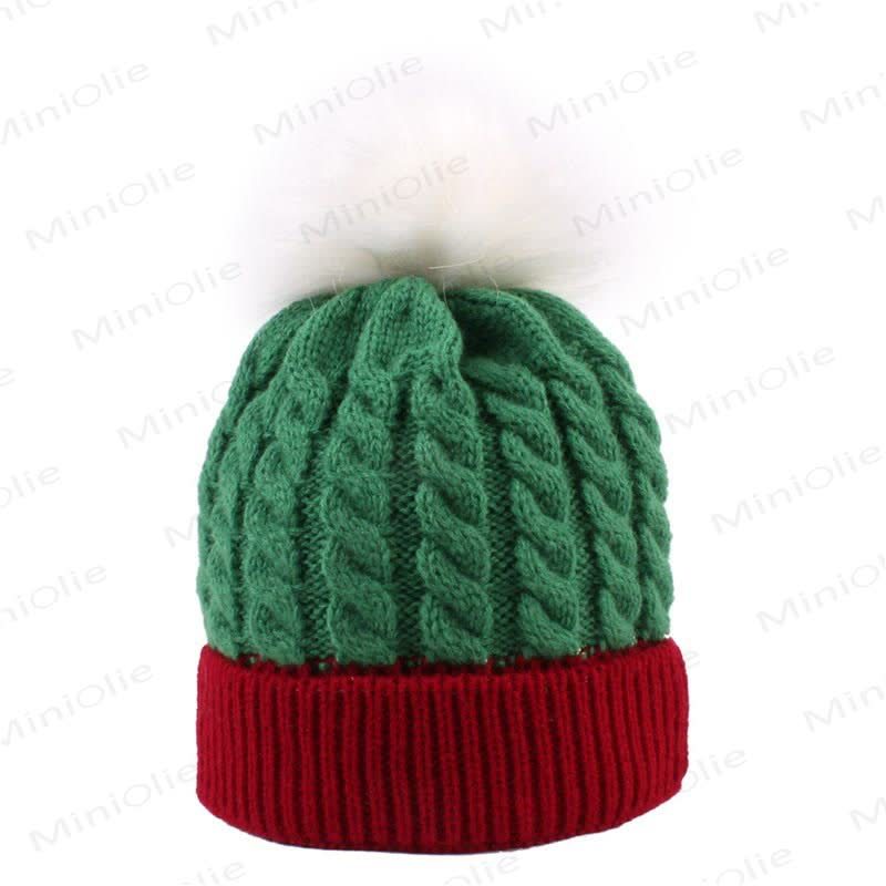 Baby Plush Twist Christmas Knitted Beanie - Green and Red - 1-4T - image 4