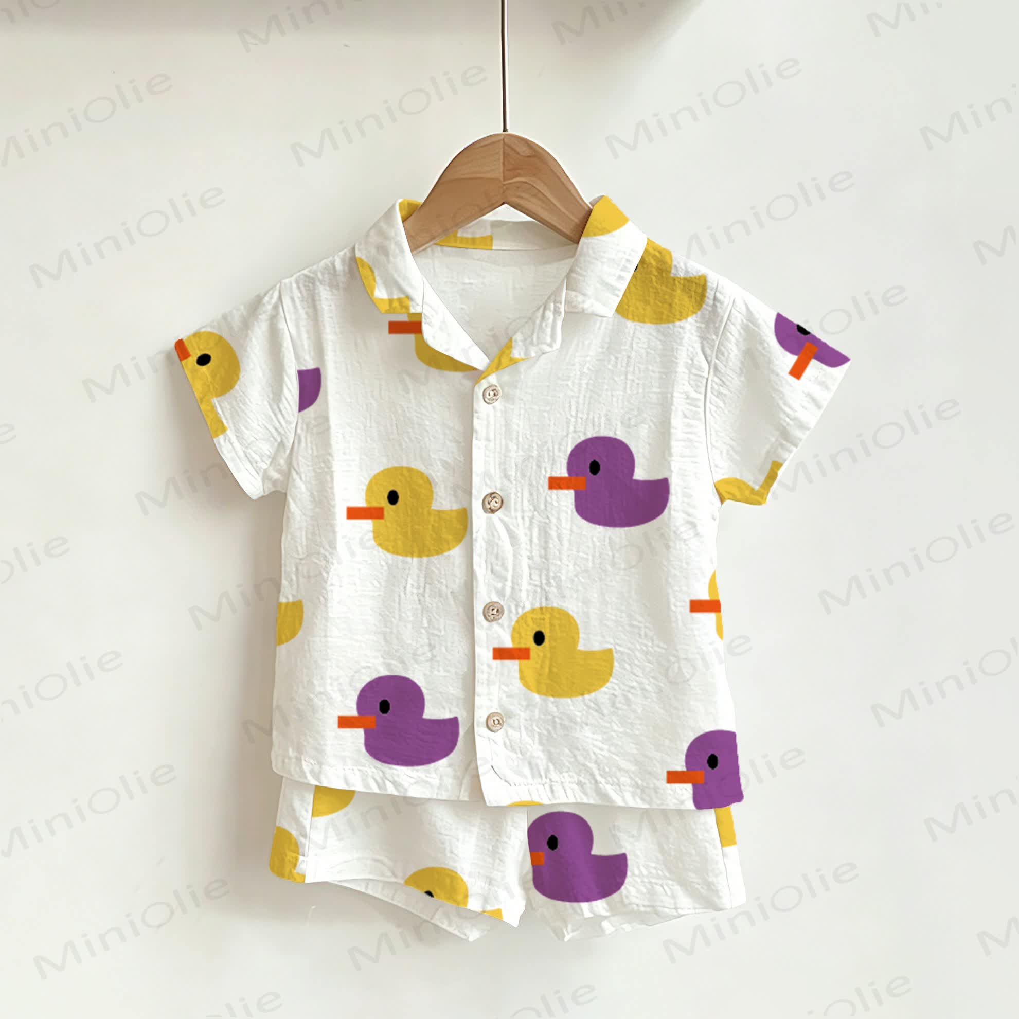 Baby Toddler Duck Shirt and Shorts 2-piece Set - White - 3-5T - image 1