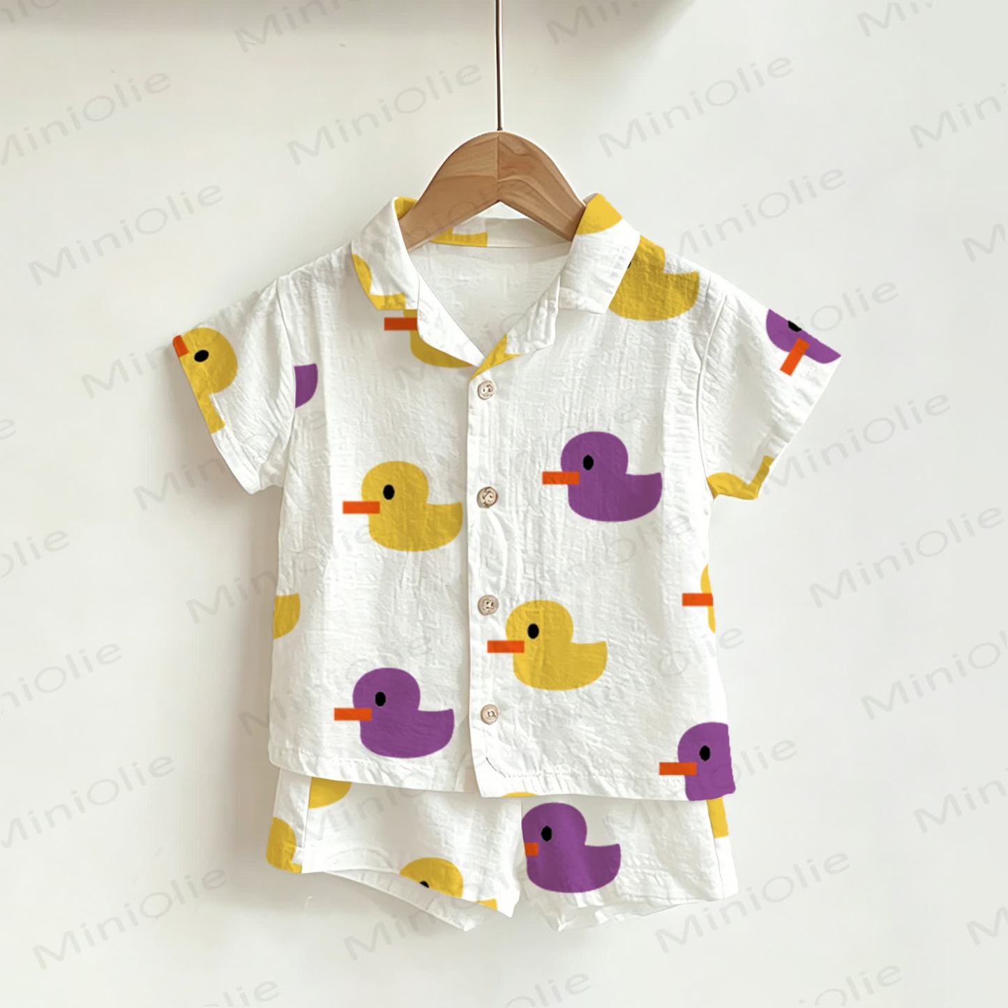 Baby Toddler Duck Shirt and Shorts 2-piece Set - White - 3-5T - image 1