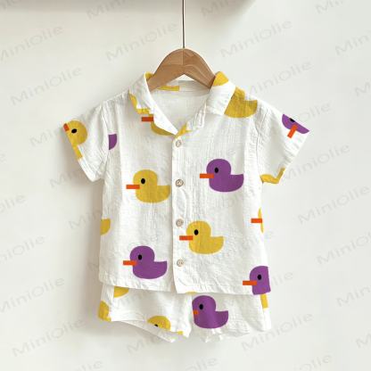 Baby Toddler Duck Shirt and Shorts 2-piece Set - White - 3-5T - image 1