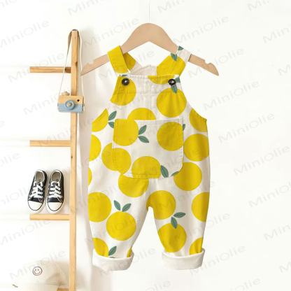 Baby Toddler Orange Print Overalls - Beige - 3-5T - image 1