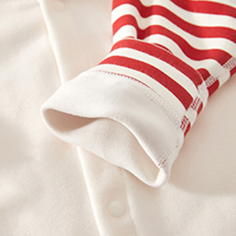 Baby Striped Sleeve Bear Badge Romper - image 7