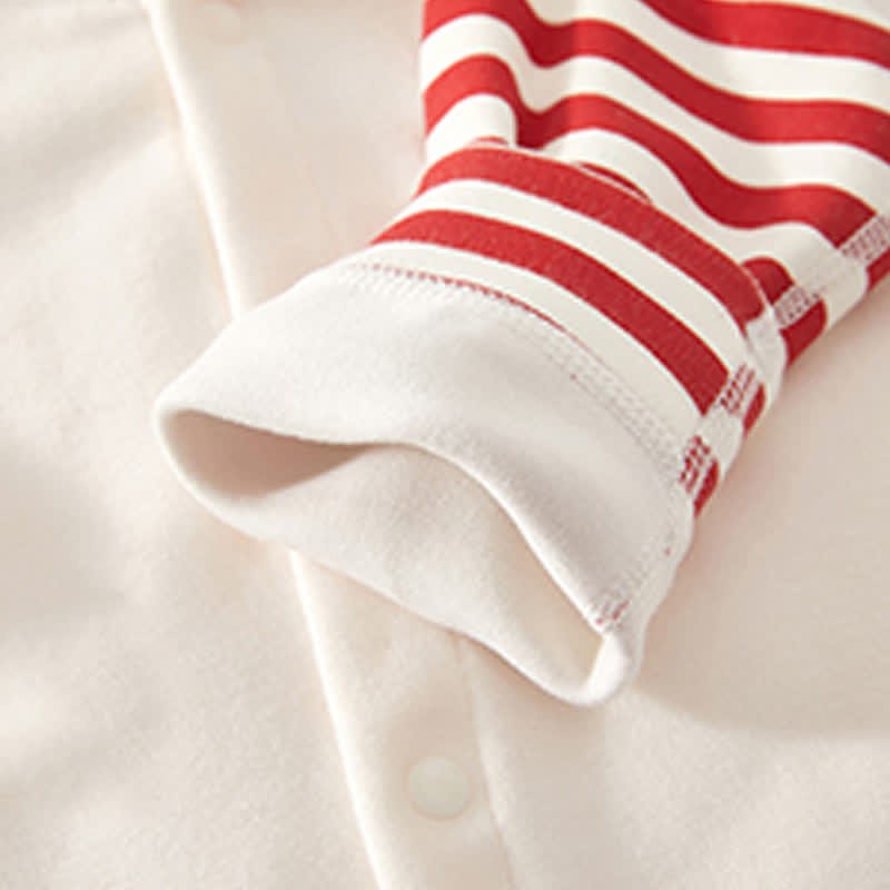 Baby Striped Sleeve Bear Badge Romper - image 7