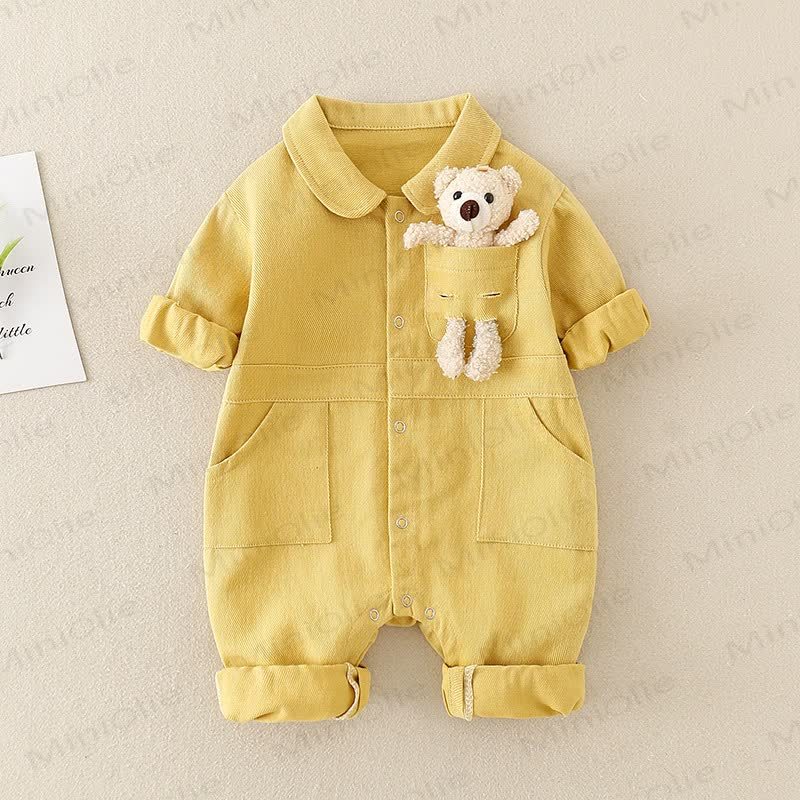 Baby Lovely Bear Polo Collar Romper - Yellow - 18-24M - image 4