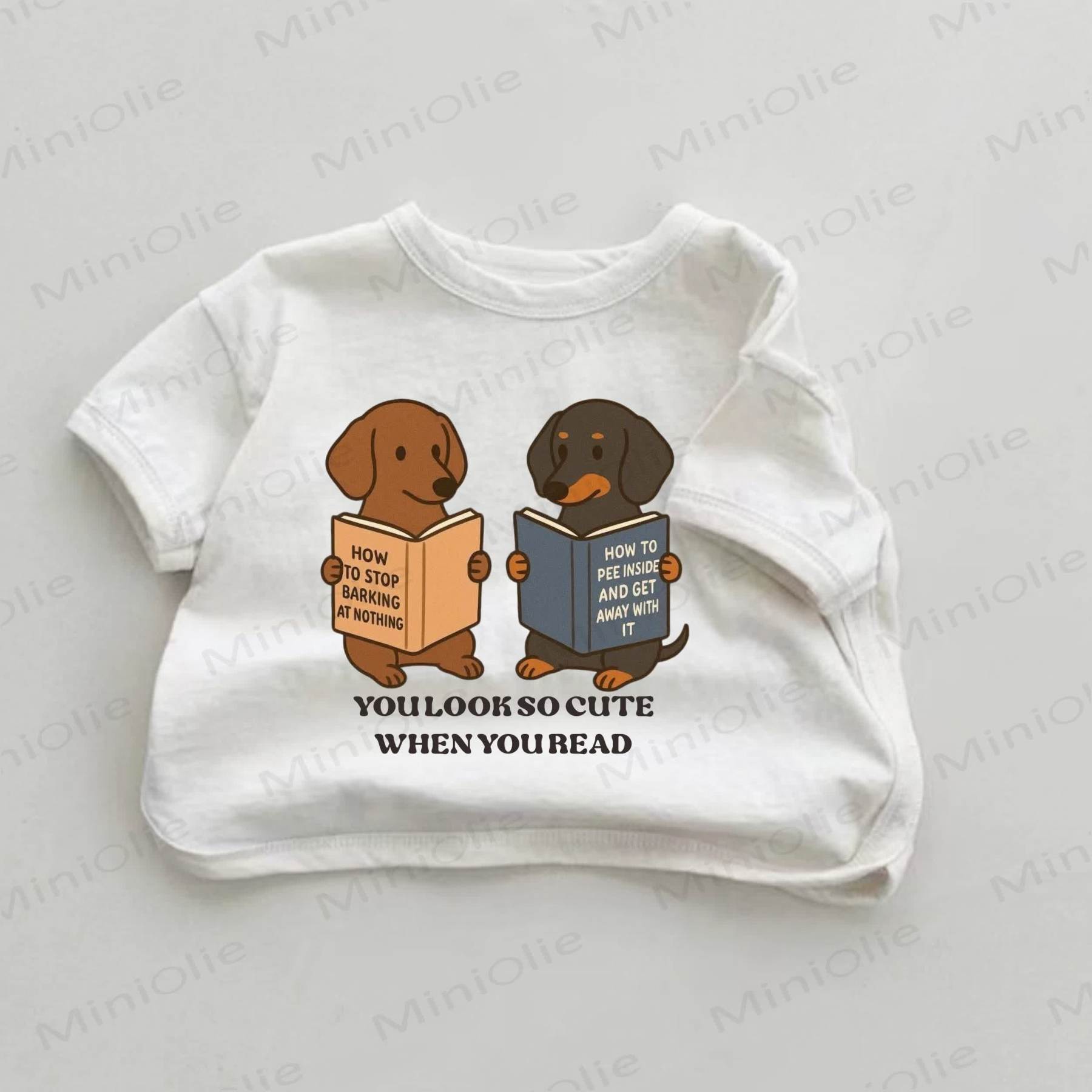 YOU LOOK CUTE WHEN YOU READ Baby White Dog Print T-shirt - White - 18-24M - image 1
