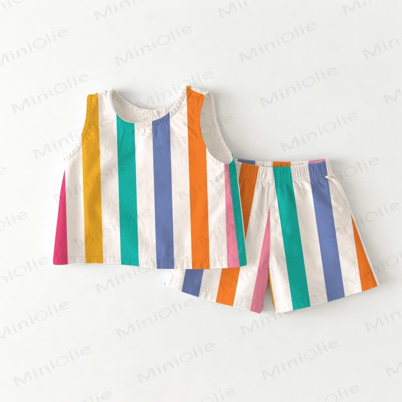 Baby Toddler White Vertical Stripes Sleeveless 2-piece Set - White - 3-4T - image 1