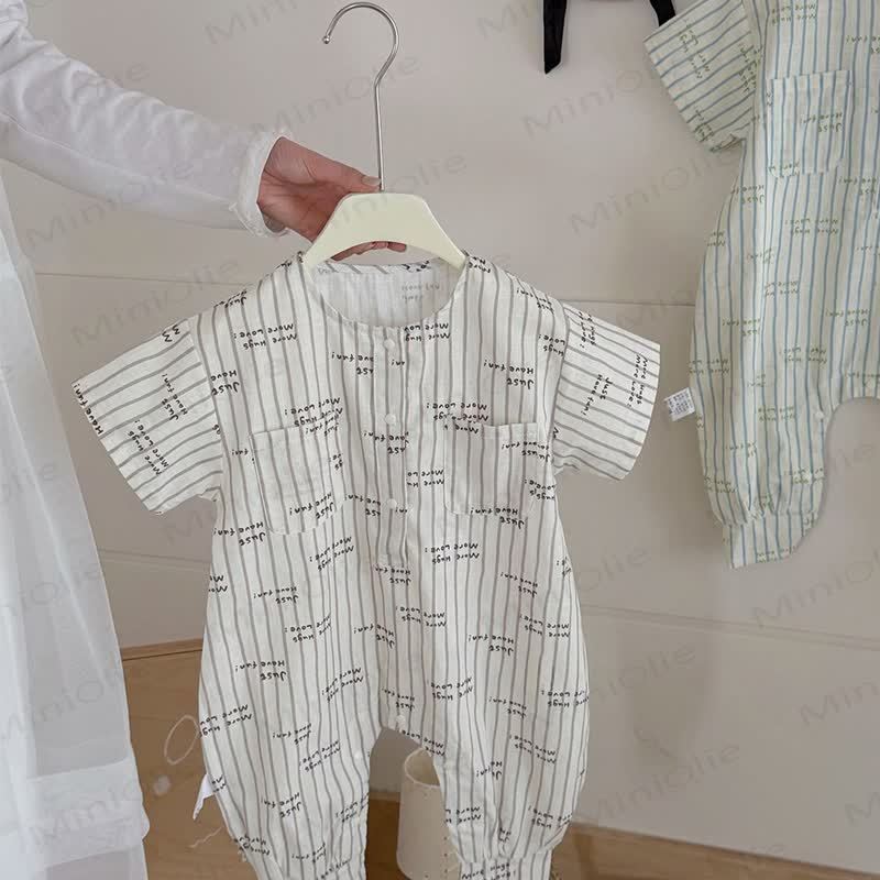 Toddler Animal/Dot/Stripe Print Snap Romper - Gray Stripe - 4-5T - image 5
