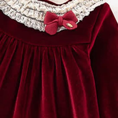 Baby Toddler Girl Red Velvet Dress With A Hat - image 6