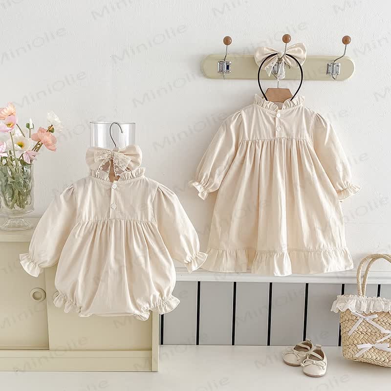 Baby Toddler Solid Color Bow Dress/Bodysuit - image 3