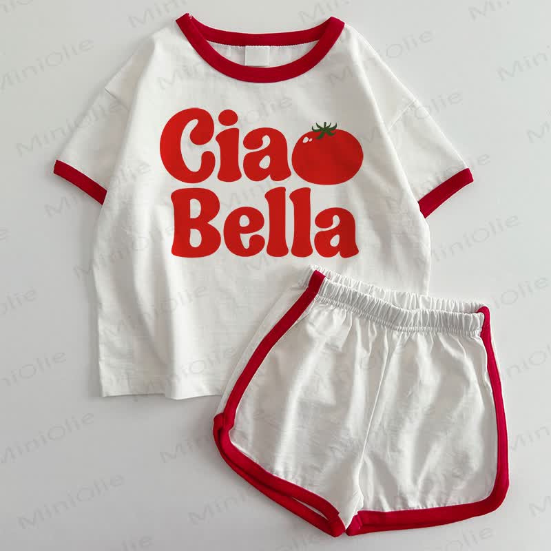 CIAO BELLA Baby T-shirt and Shorts 2-Piece Set - White&Red - 3-5T - image 1