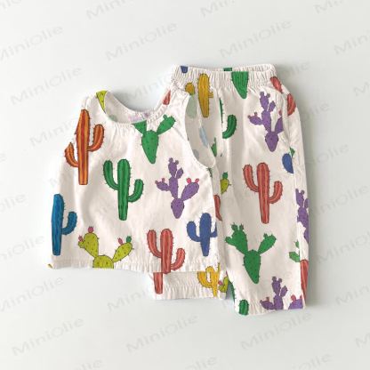 Baby Toddler Cactus Top and Shorts 2-piece Set - White - 3-4T - image 1