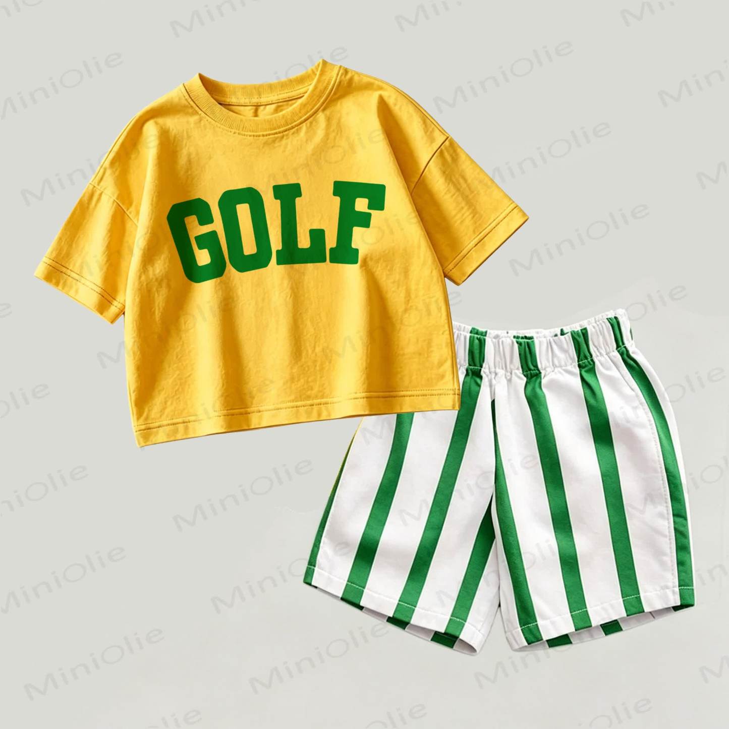 GOLF Baby Yellow&Green Top and Striped Shorts 2-piece Set - Yellow&Green - 2-3T - image 1