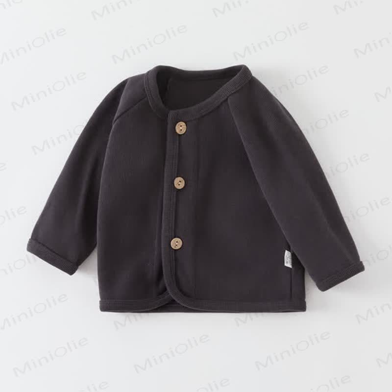  Baby Solid Color Knitted Cardigan Sweater - Black Gray - 3-5T - image 5