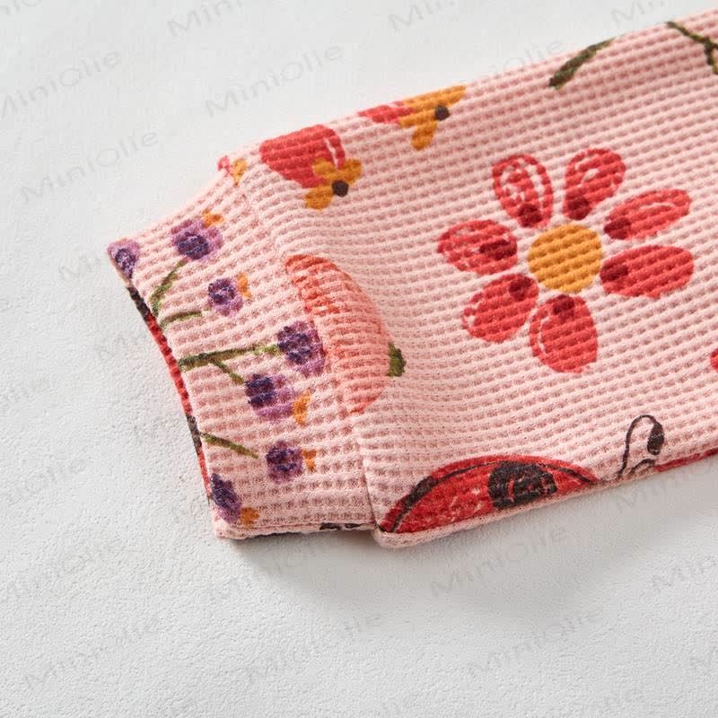 Baby Pink Flower and Insect Print Waffle 2-piece Set - image 6