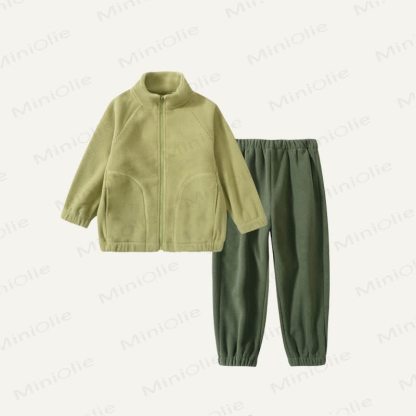 Toddler Cozy Fleece Zip Jacket and Jogger 2-piece Set - Green - 10-11T - image 3