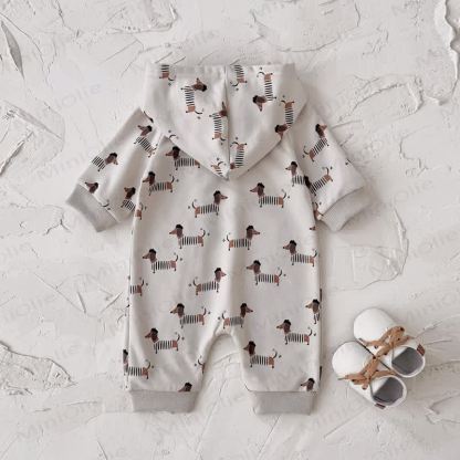 Baby Dachshund Printed Hooded Romper - image 6