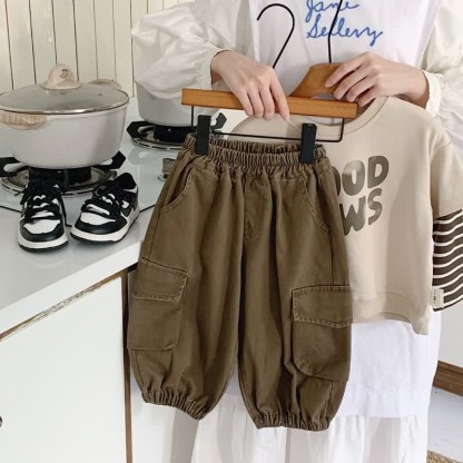 Toddler Solid Color Worker Effortless Pants - Khaki - 10Y - image 6