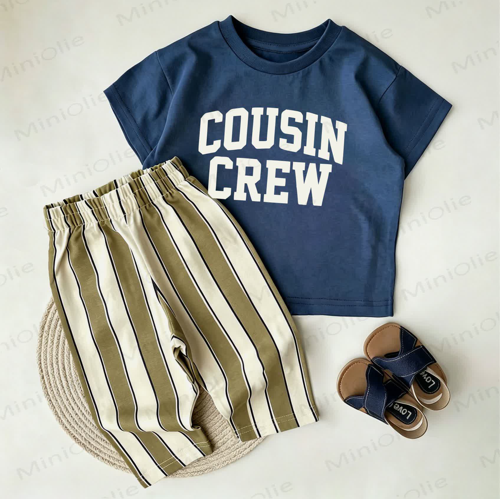 COUSIN CREW Baby Navy T-shirt and Striped Shorts 2-Piece Set - Navy - 2-3T - image 1