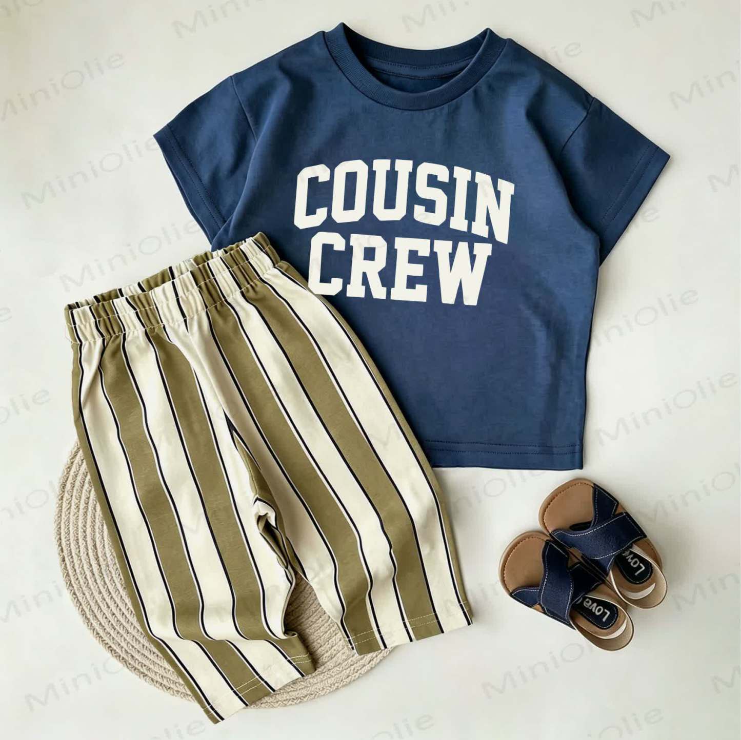 COUSIN CREW Baby Navy T-shirt and Striped Shorts 2-Piece Set - Navy - 2-3T - image 1