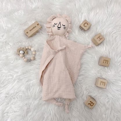 Personalized Baby Name Lion/Bear Security Blanket - Pale Pinkish Gray Lion - 30x30cm - image 18