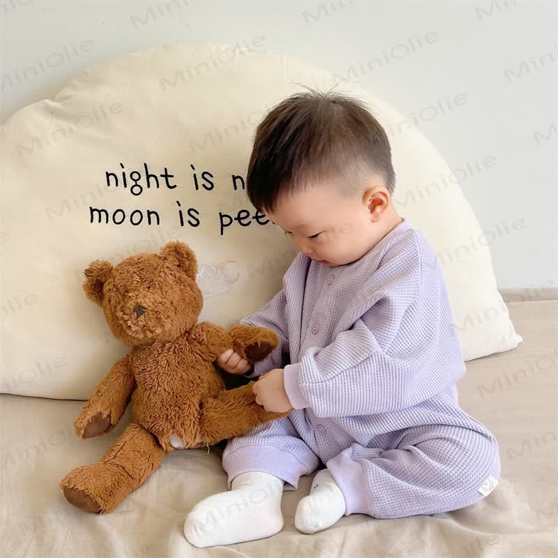 Baby Neutral Solid Color Casual Romper  - image 4