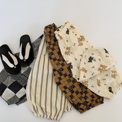 Toddler Bear Plaid Dots Striped Pants - image 4