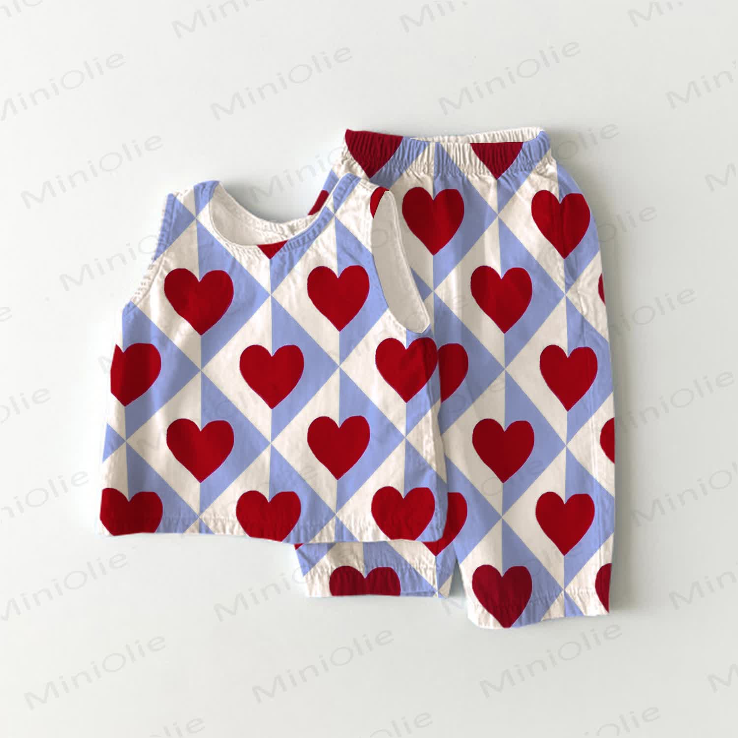 Baby Toddler Heart Plaid 2-piece Sleeveless Set - White - 3-4T - image 1