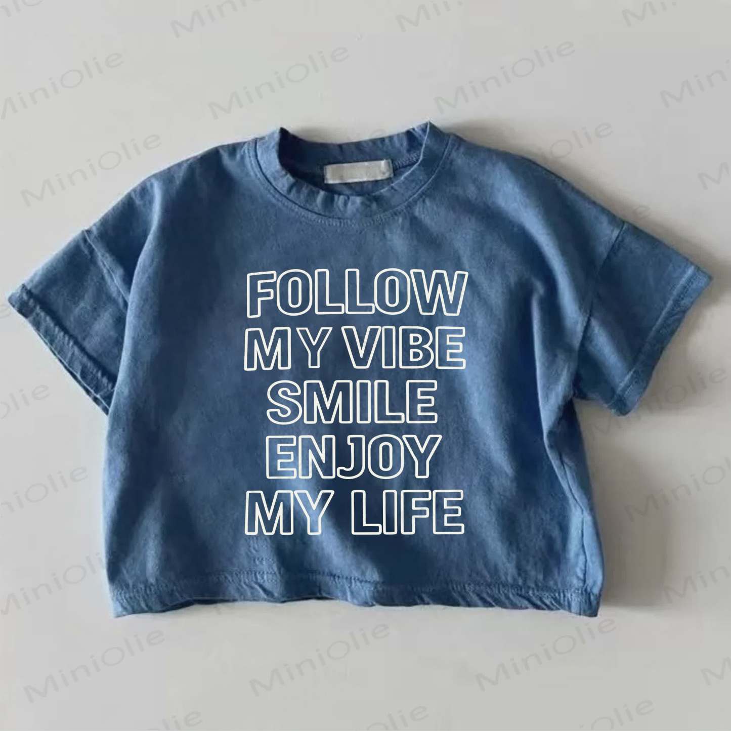 FOLLOW MY VIBE SMILE ENJOY MY LIFE Baby Blue T-shirt - Blue - 18-24M - image 1