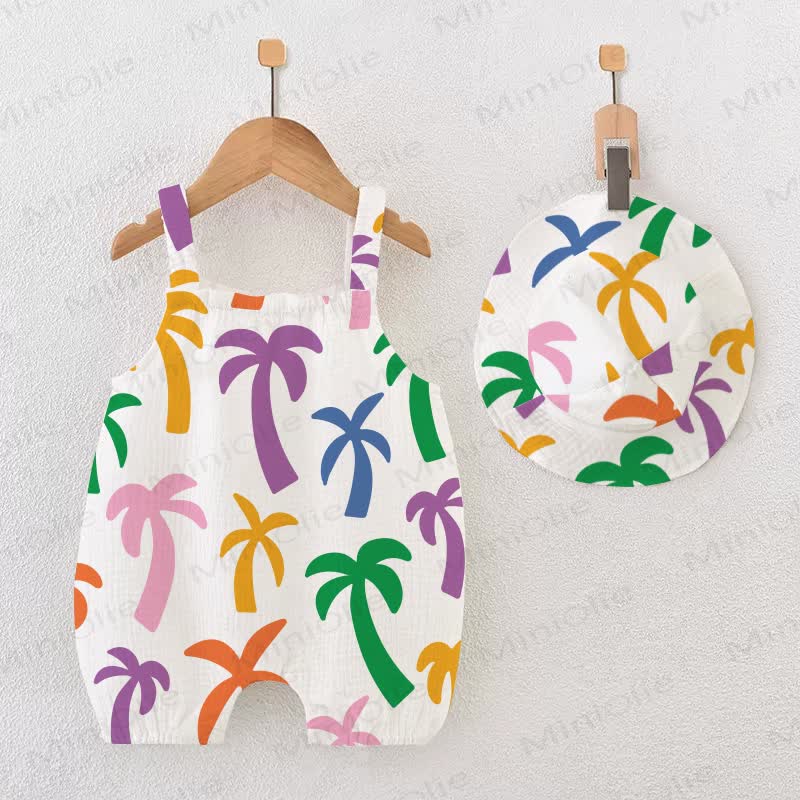Baby Coconut Tree White Romper with Hat - White - 18-24M - image 1