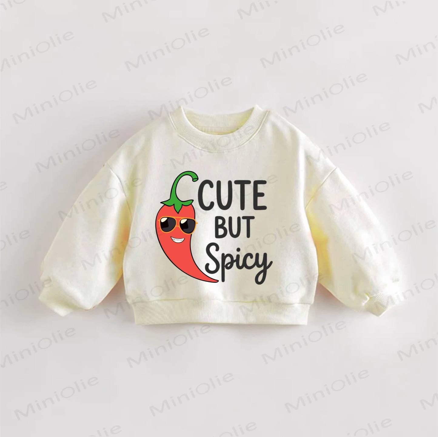 CUTE BUT SPICY Baby Toddle Chili Print Sweatshirt - Cream - 3-5T - image 1
