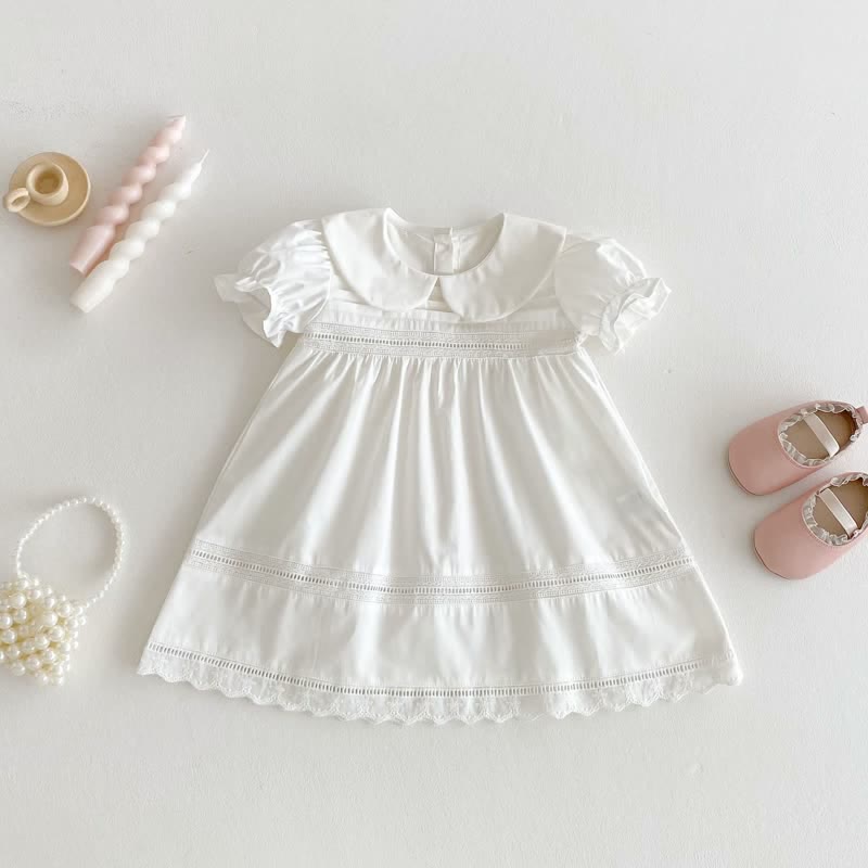 Toddler Girl Solid Color White Sweet Dress - image 9