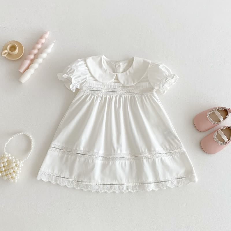 Toddler Girl Solid Color White Sweet Dress - image 9