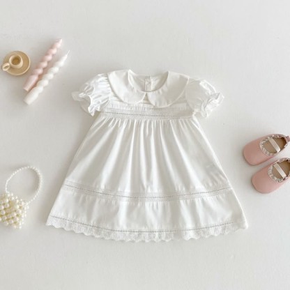Toddler Girl Solid Color White Sweet Dress - image 9