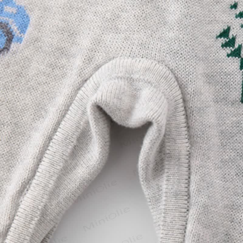 Baby Grey Car and Tree Pattern Snap Romper - image 6