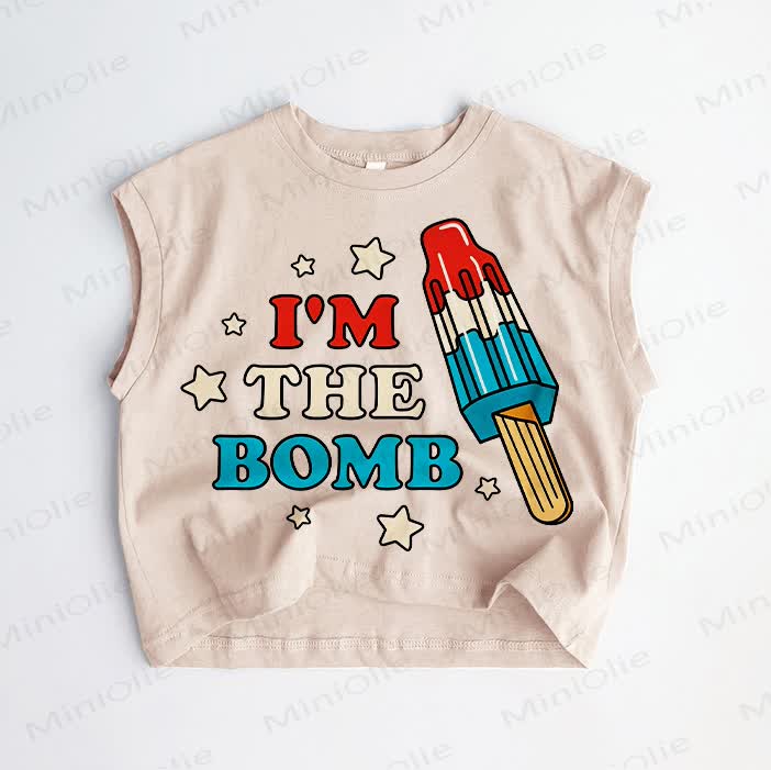 I'M THE BOMB Baby Toddler Khaki Ice Cream Tank Top - Khaki - 3-5T - image 1