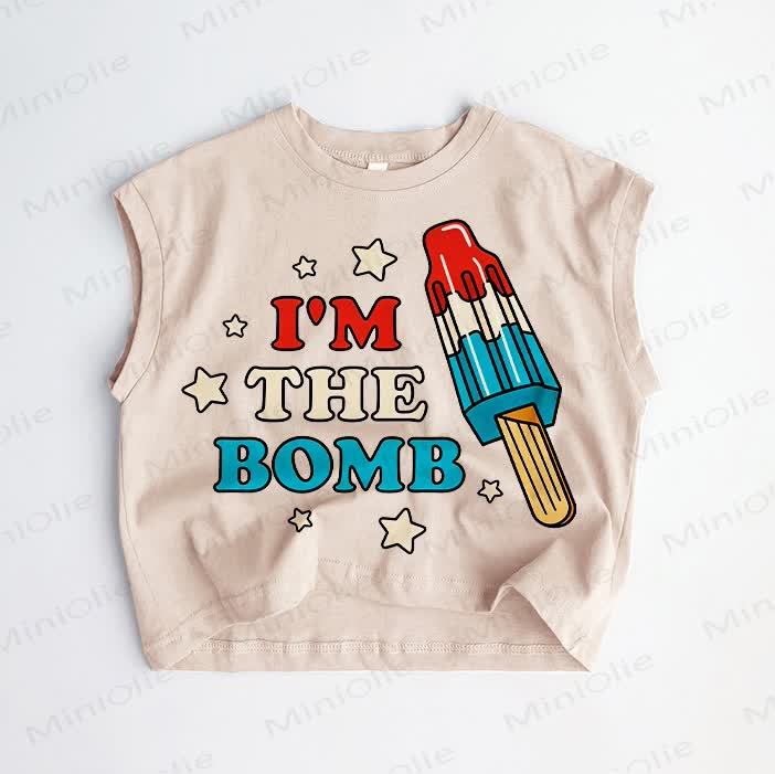 I'M THE BOMB Baby Toddler Khaki Ice Cream Tank Top - Khaki - 3-5T - image 1