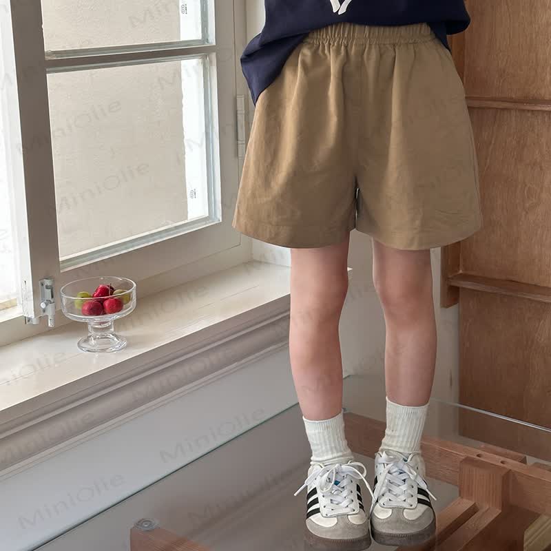 Kid Girl Solid Color Shorts  - Khaki - 12Y - image 14