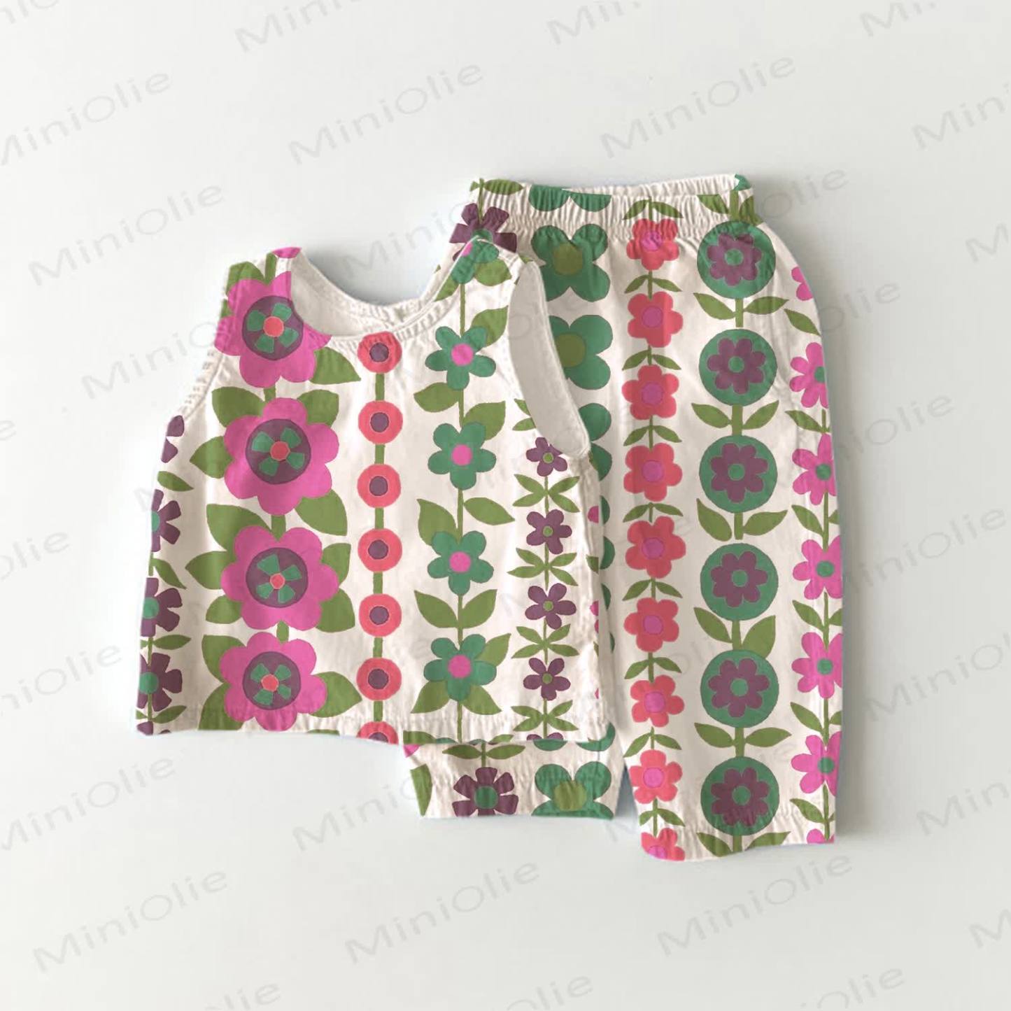 Baby Flower Print 2-piece Sleeveless Set - White - 3-4T - image 1