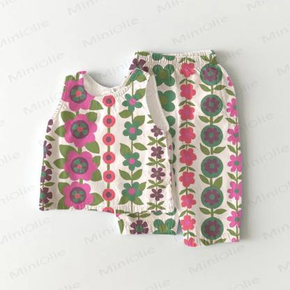 Baby Flower Print 2-piece Sleeveless Set - White - 3-4T - image 1