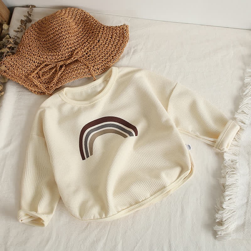 Kid Rainbow Waffle Crew Neck T-Shirt - Beige - 10Y - image 4