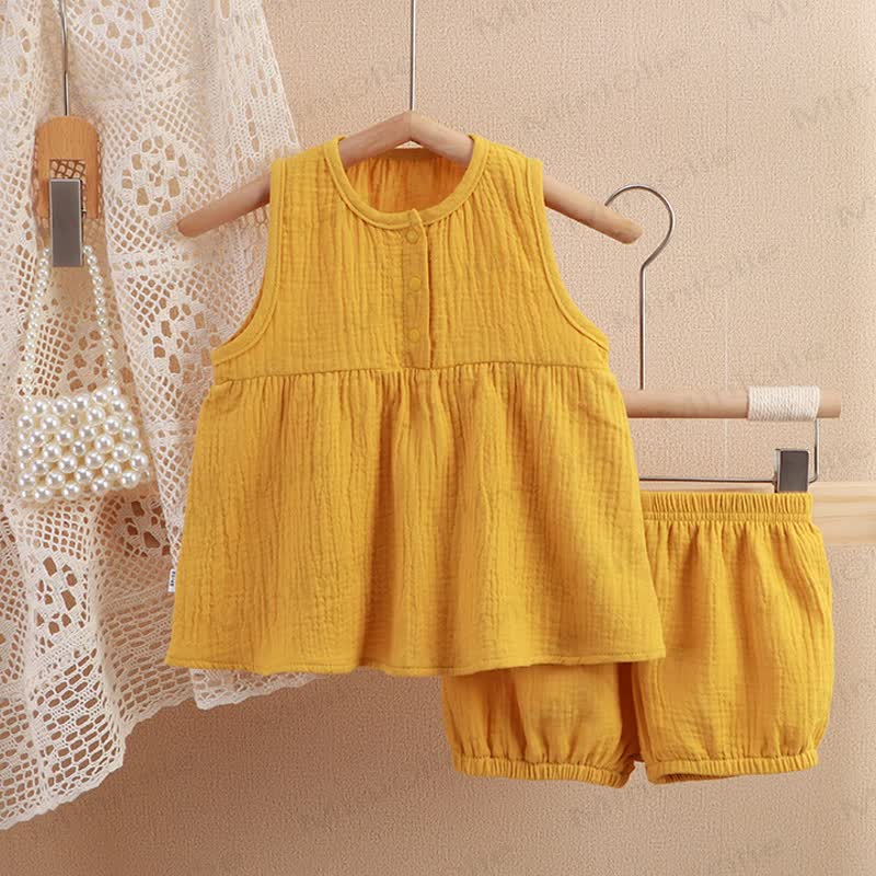 Toddler 2-Piece Solid Color Sleeveless Gauze Set - Yellow - 4-5T - image 3