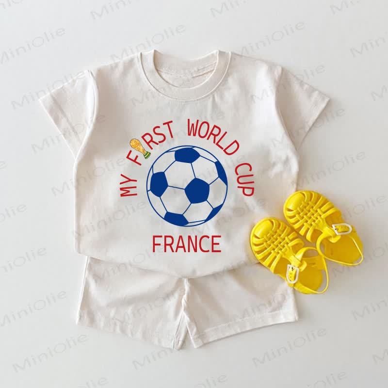 MY FIRST WORLD CUP FRANCE Baby Soccer White Tee and Shorts 2-piece Set - White - 18-24M - image 1